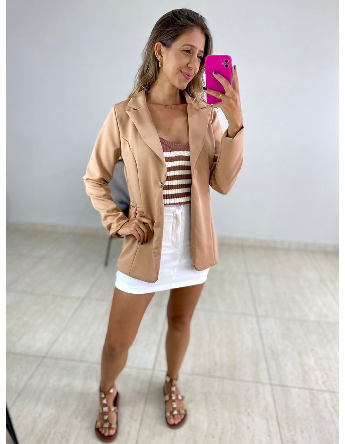 MAXI BLAZER FORRADO NUDE - MOOD STORE