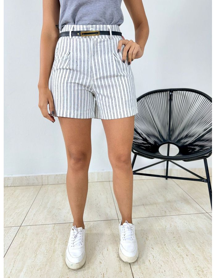 SHORT LINHO LISTRADO CINT... - MOOD STORE