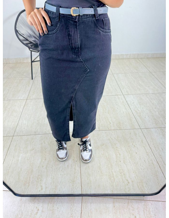 SAIA MIDI JEANS PRETA EST... - MOOD STORE