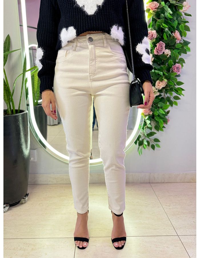 CALÇA MOM ELASTANO CRU - MOOD STORE