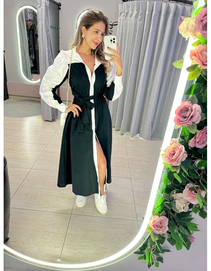 VESTIDO AGATHA PRETO/OFF - MOOD STORE