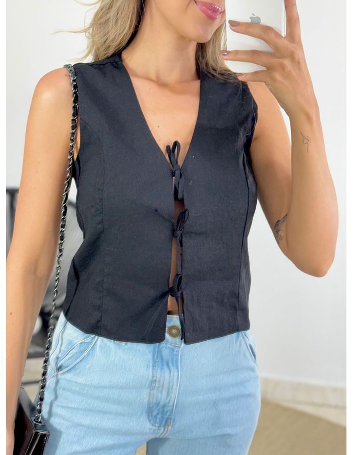 BLUSA LINHO TABATA PRETO - MOOD STORE