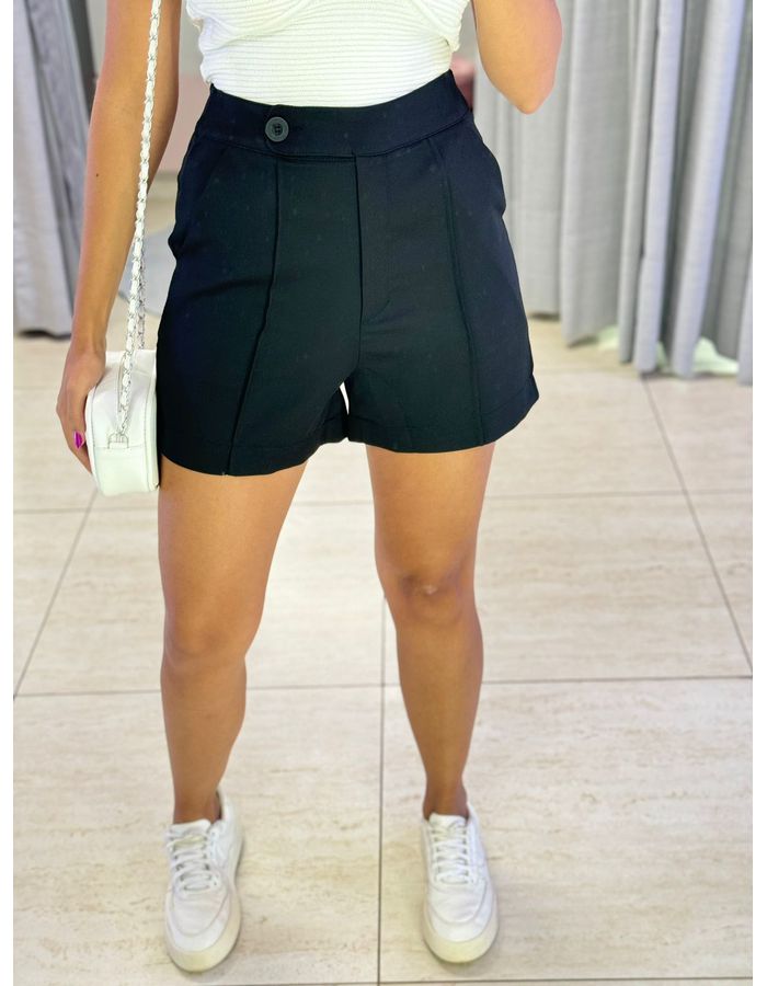 SHORT BOTÃO LATERAL PRETO - MOOD STORE