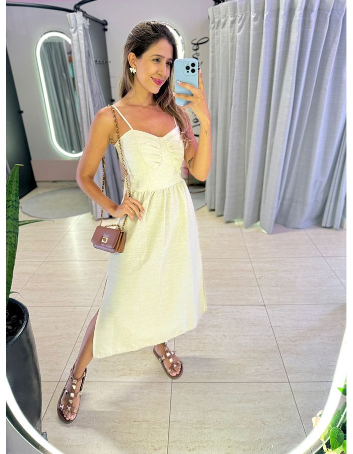 VESTIDO MIDI ISIS CRU - MOOD STORE