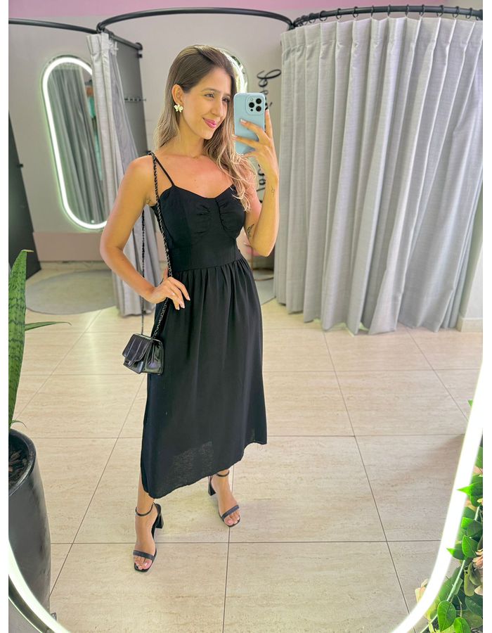 VESTIDO MIDI ISIS PRETO - MOOD STORE
