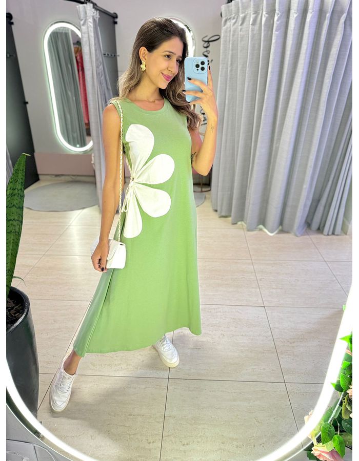 VESTIDO MIDI FLOR AMARRAÇ... - MOOD STORE