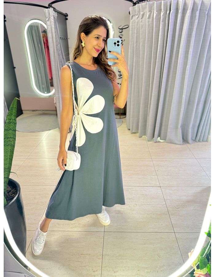 VESTIDO MIDI FLOR AMARRAÇ... - MOOD STORE