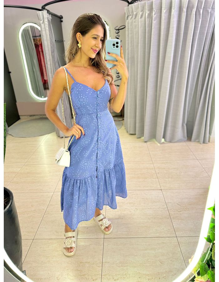 VESTIDO MIDI DUDA AZUL - MOOD STORE