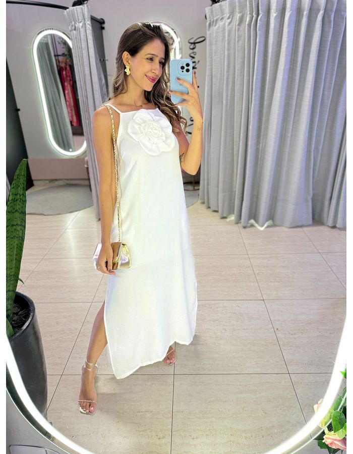 VESTIDO MIDI FLOR FRONTAL... - MOOD STORE