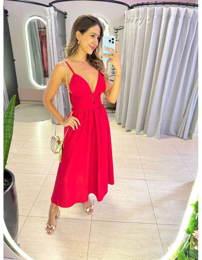 VESTIDO MIDI KARLA VERMEL... - MOOD STORE