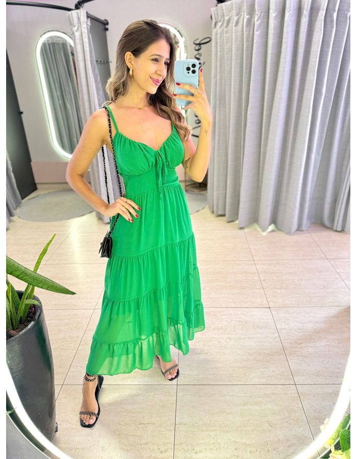 VESTIDO MIDI MIRELA VERDE... - MOOD STORE