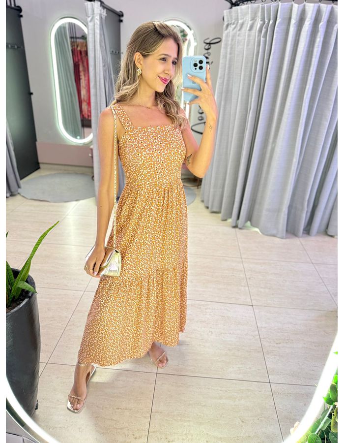VESTIDO MIDI KATIA MARROM... - MOOD STORE
