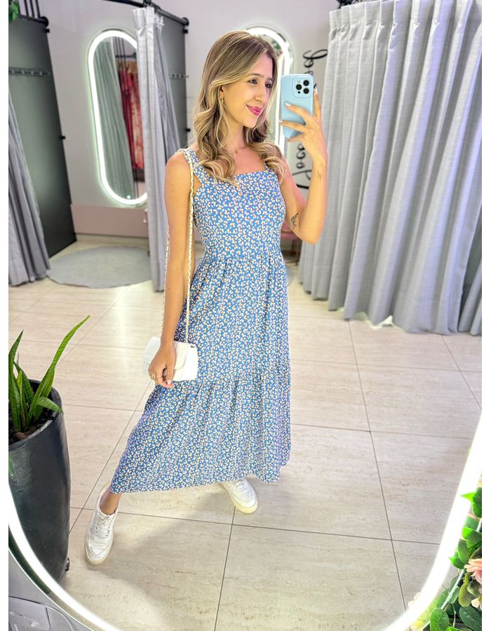 VESTIDO MIDI KATIA AZUL F... - MOOD STORE