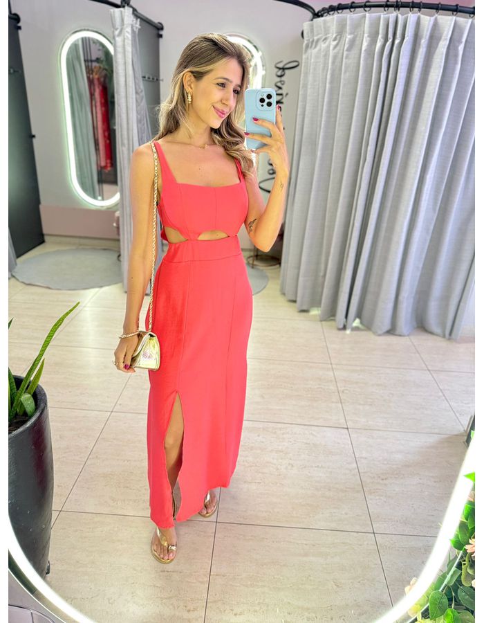 VESTIDO MIDI PAOLA CORAL - MOOD STORE