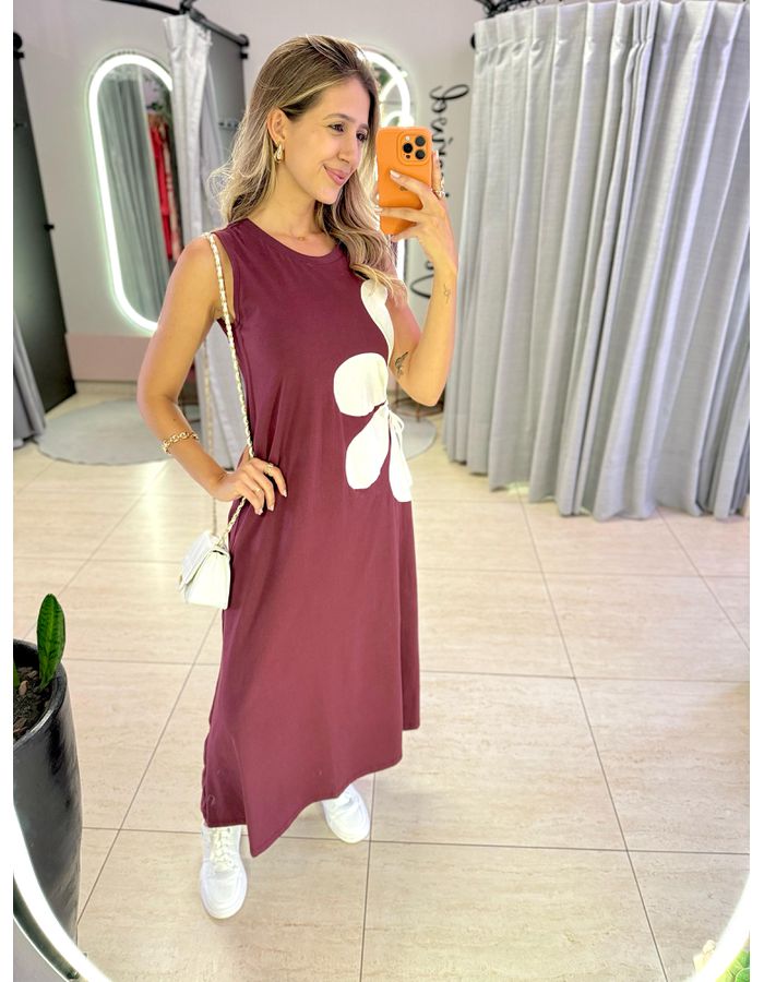 VESTIDO MIDI FLOR AMARRAÇ... - MOOD STORE