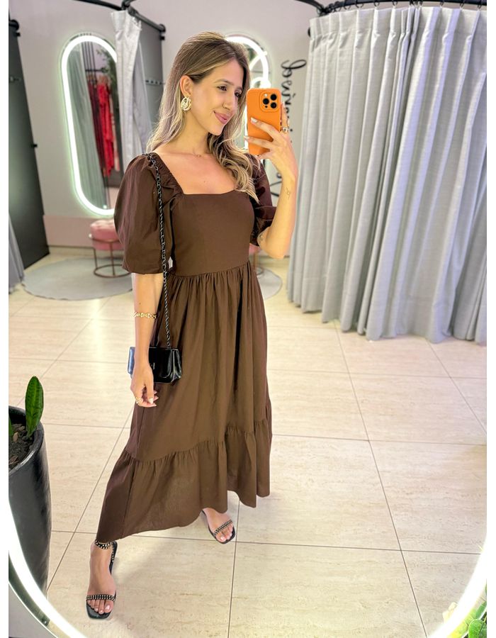 VESTIDO BIANCA MARROM - MOOD STORE