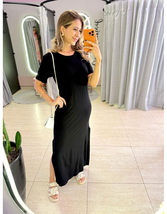 VESTIDO MIDI MOLETINHO PR... - MOOD STORE