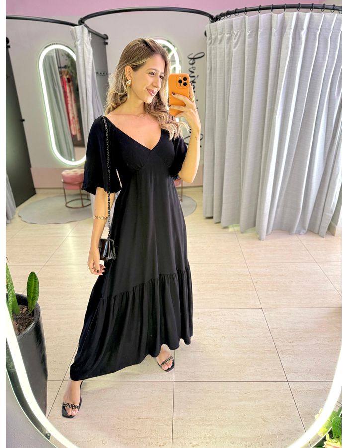 VESTIDO ALICIA PRETO LISO - MOOD STORE