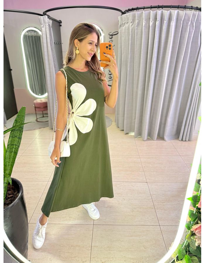 VESTIDO MIDI FLOR AMARRAÇ... - MOOD STORE