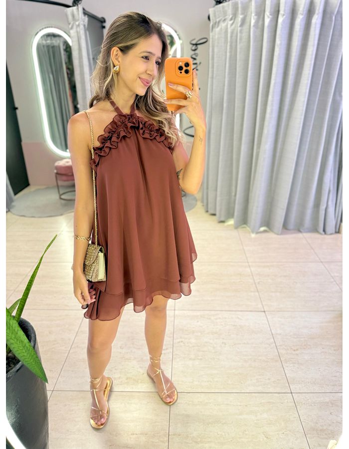 VESTIDO PÉROLA MARROM - MOOD STORE
