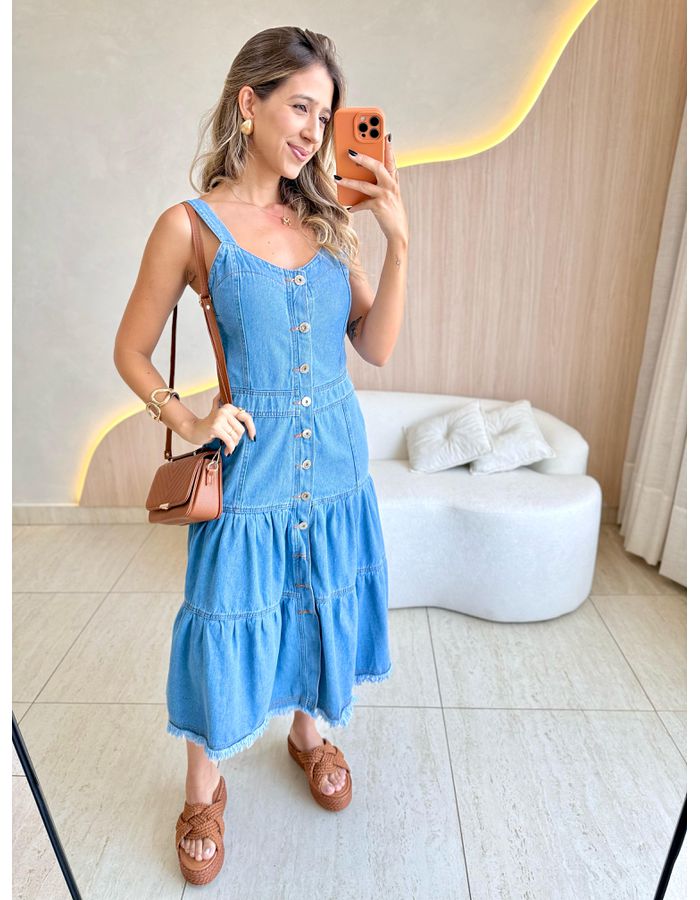 VESTIDO MIDI JEANS JEANS - MOOD STORE