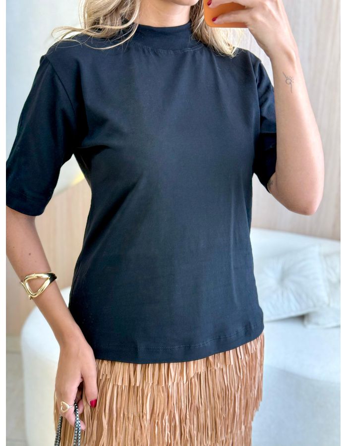 T-SHIRT BÁSICA ALGODÃO PR... - MOOD STORE