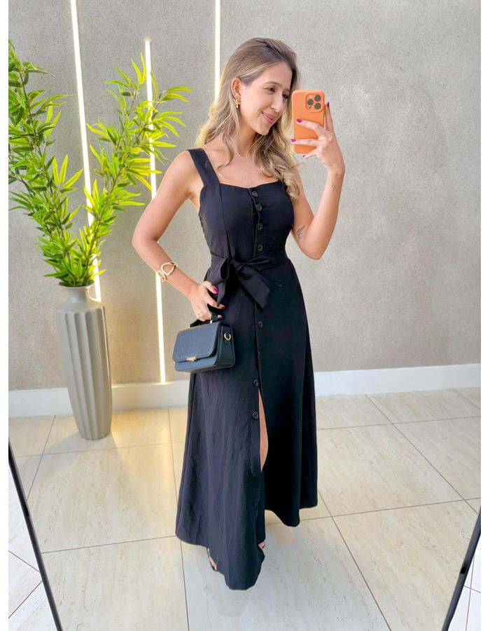 VESTIDO MIDI HELENA PRETO - MOOD STORE