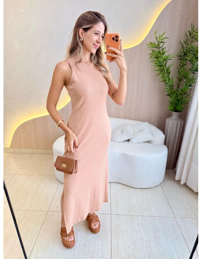 VESTIDO MIDI DIANA NUDE - MOOD STORE