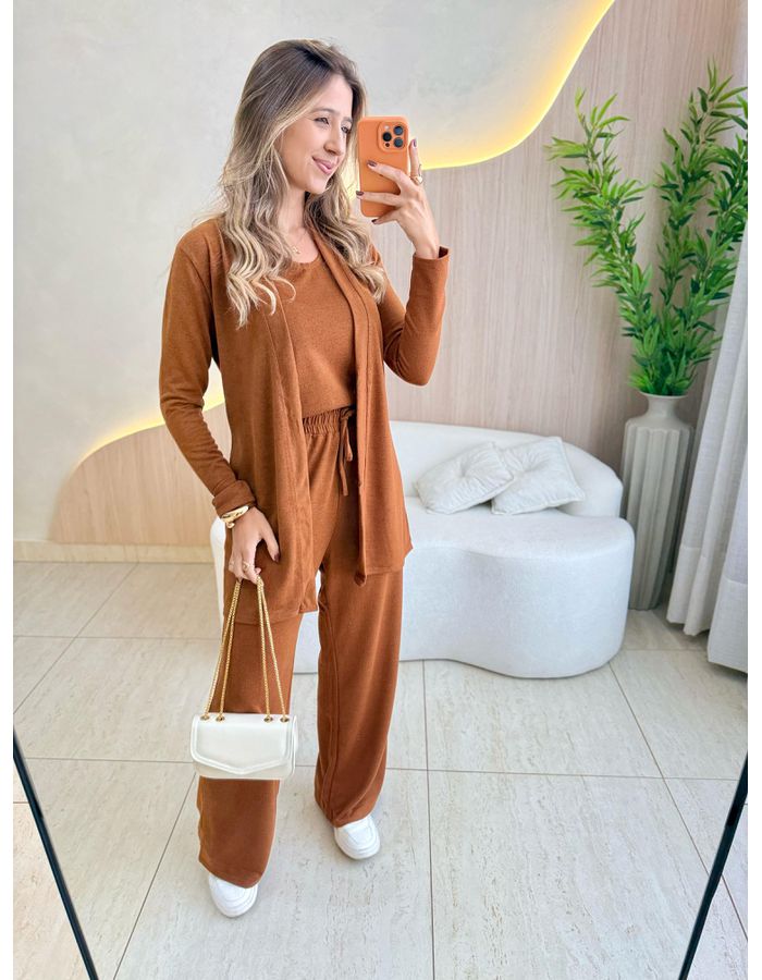 CONJUNTO 3 PEÇAS CARAMELO - MOOD STORE