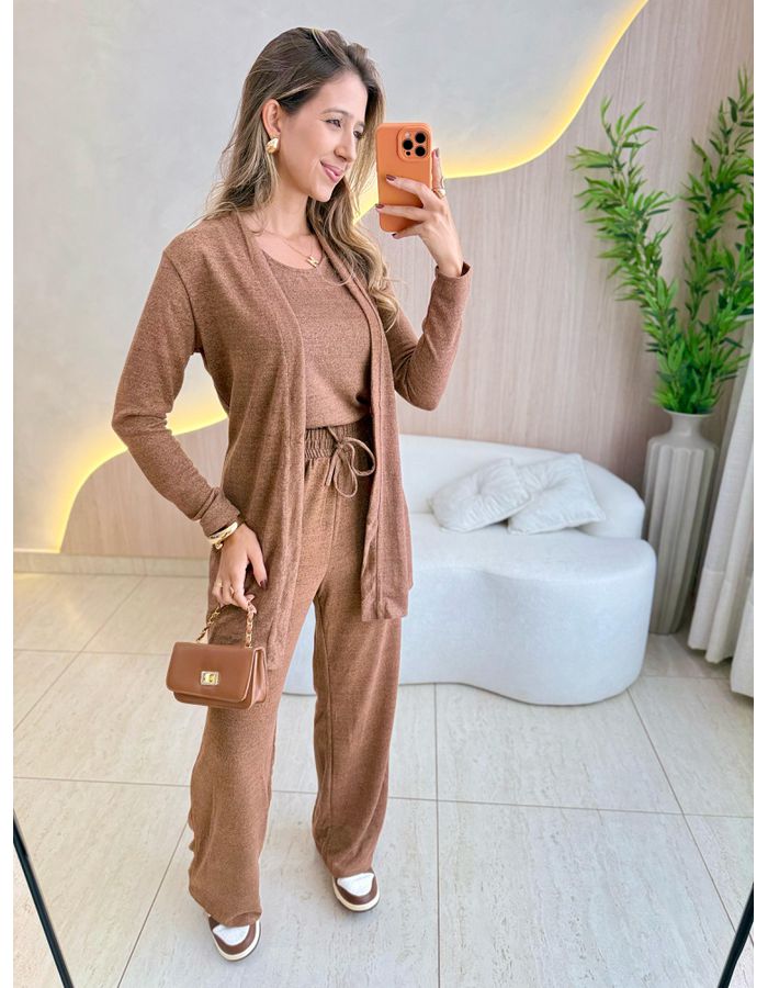 CONJUNTO 3 PEÇAS MARROM - MOOD STORE