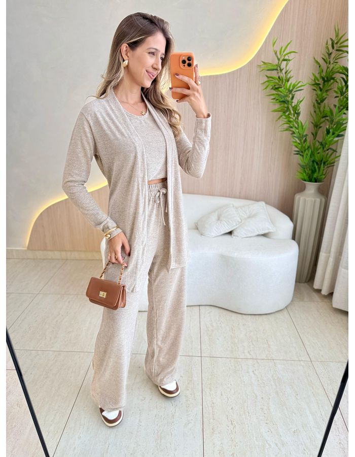 CONJUNTO 3 PEÇAS AREIA - MOOD STORE