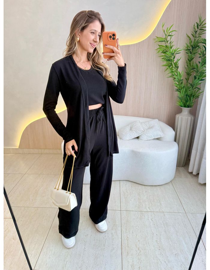 CONJUNTO 3 PEÇAS PRETO - MOOD STORE