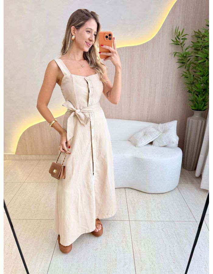 VESTIDO MIDI HELENA NUDE - MOOD STORE