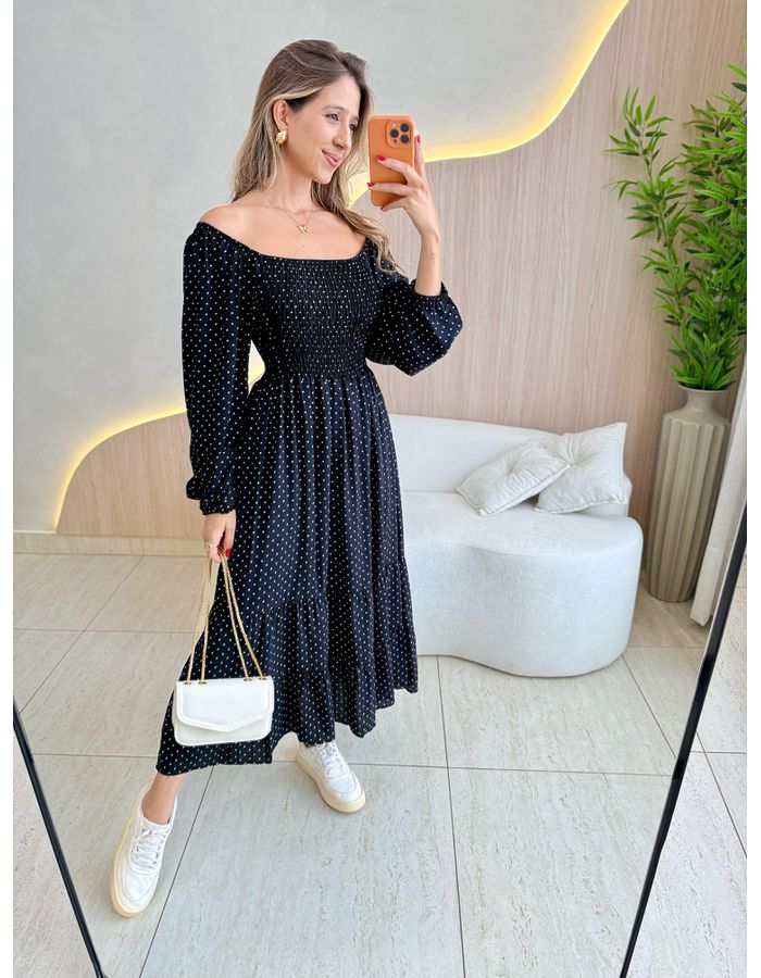 VESTIDO MIDI LUARA PRETO - MOOD STORE