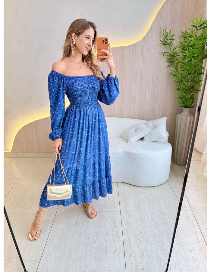 VESTIDO MIDI LUARA AZUL - MOOD STORE