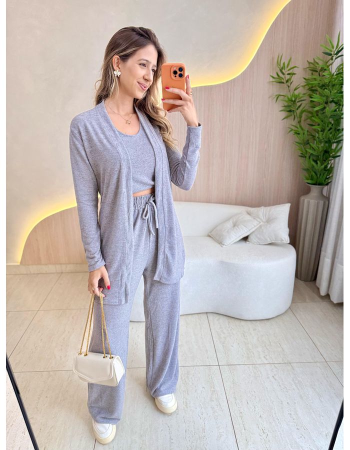 CONJUNTO 3 PEÇAS CINZA - MOOD STORE