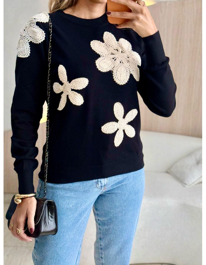BLUSA TRICOT TAIS PRETO - MOOD STORE