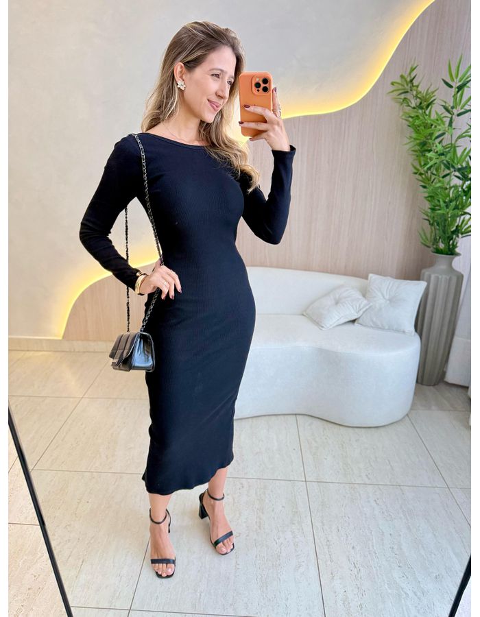VESTIDO MIDI ELISANDRA PR... - MOOD STORE