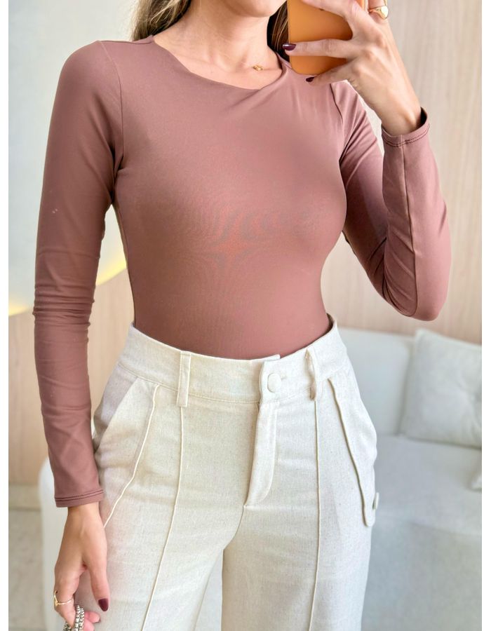 BLUSA BODY POLY MARROM - MOOD STORE