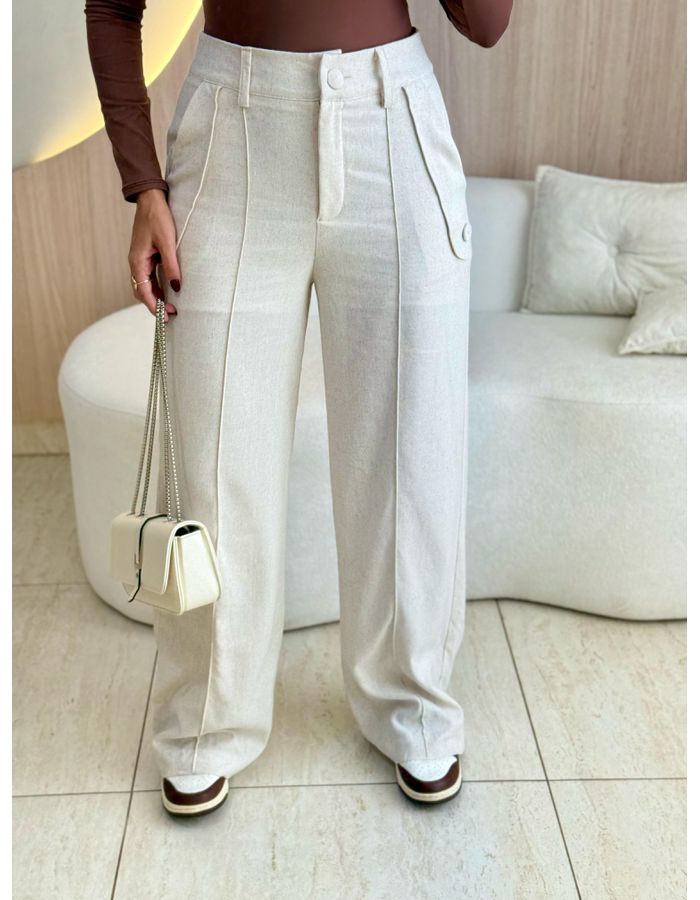 CALÇA PANTALONA LINHO BOT... - MOOD STORE