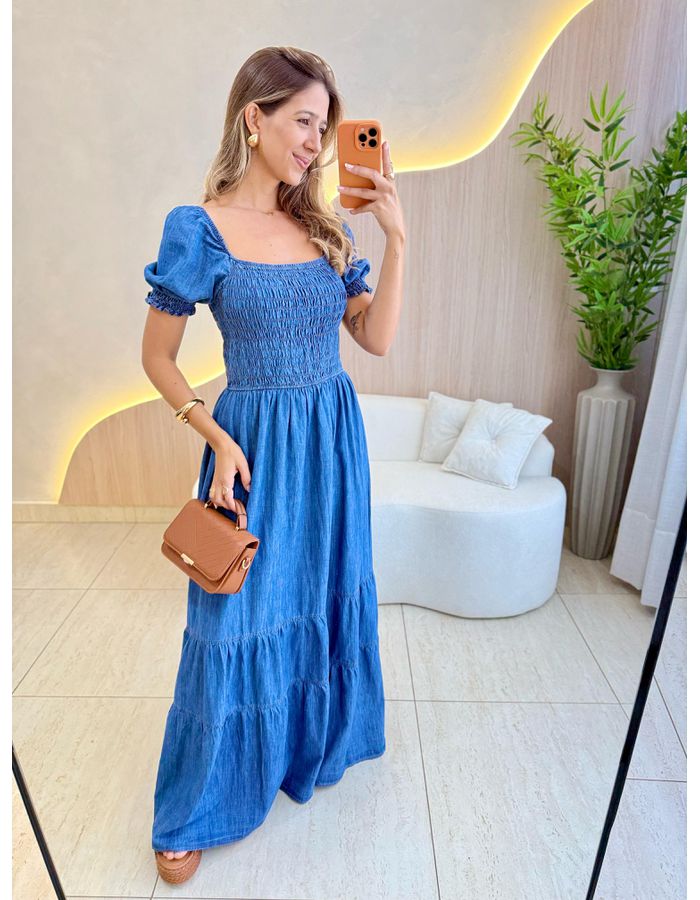 VESTIDO LONGO KALITA JEAN - MOOD STORE