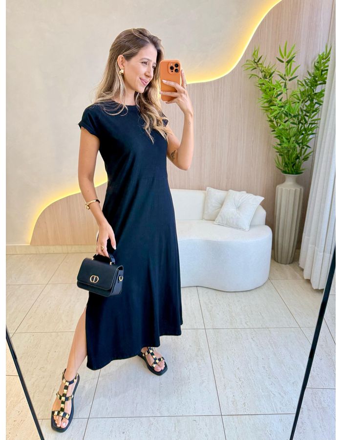 VESTIDO MIDI MAFER PRETO - MOOD STORE