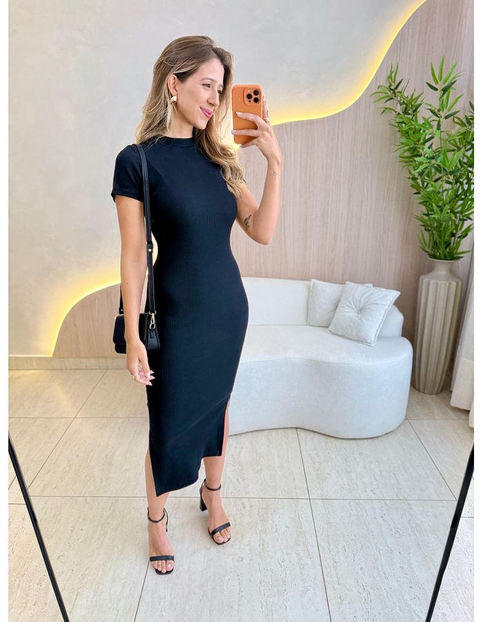 VESTIDO MIDI SOPHIA PRETO - MOOD STORE