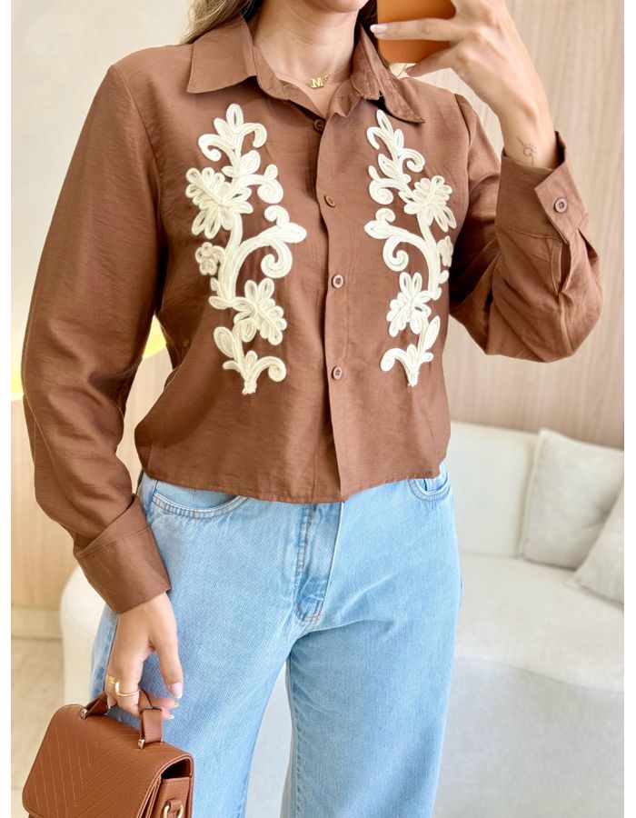 BLUSA CAMISA AURORA MARRO - MOOD STORE