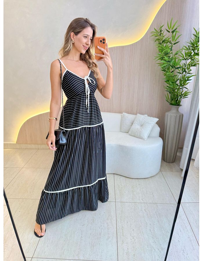 VESTIDO LONGO ELOÁ PRETO/... - MOOD STORE