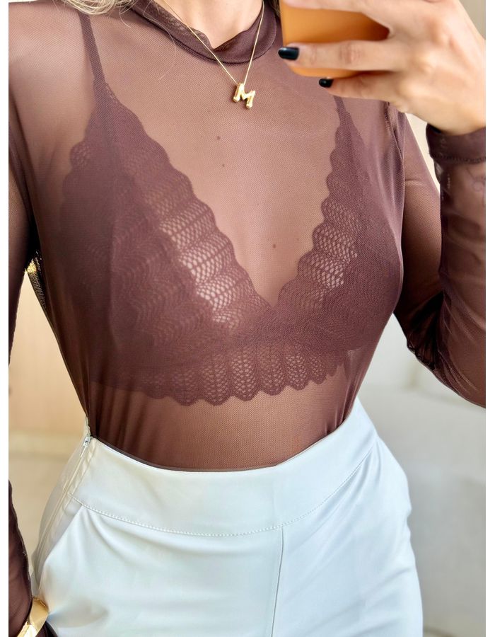 TOP RENDA MARROM - MOOD STORE