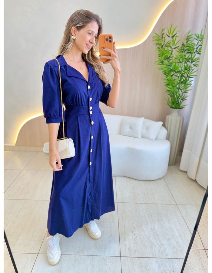 VESTIDO LINHO SHEILA AZUL... - MOOD STORE