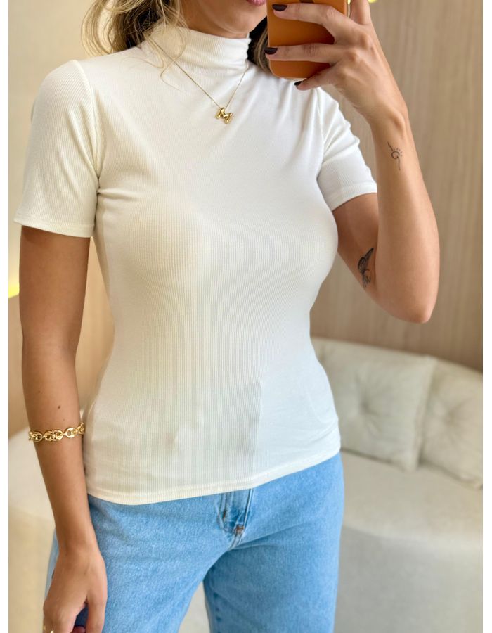 BLUSA CANELADA GOLA ALTA ... - MOOD STORE