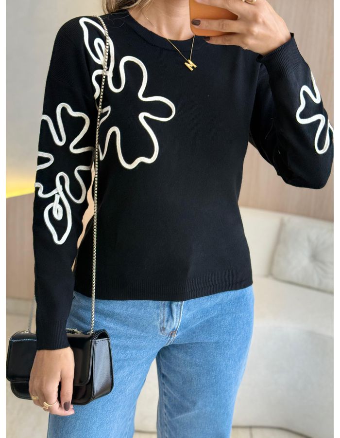 BLUSA TRICOT JHENNY PRETO - MOOD STORE