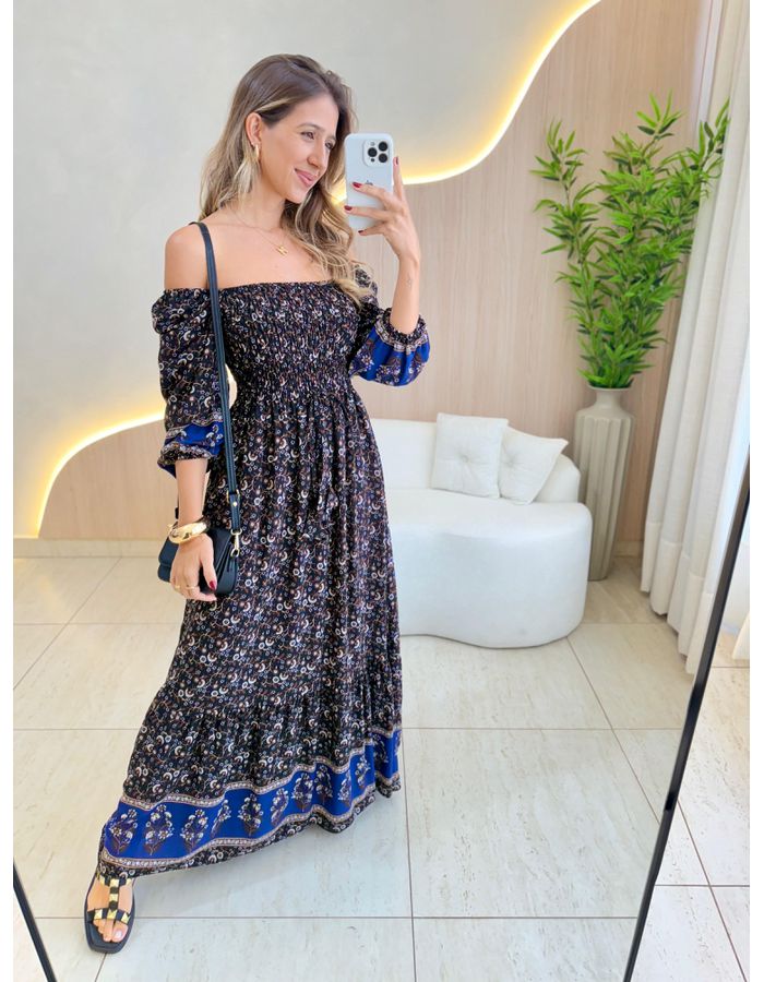 VESTIDO MIDI FERNANDA PRE... - MOOD STORE